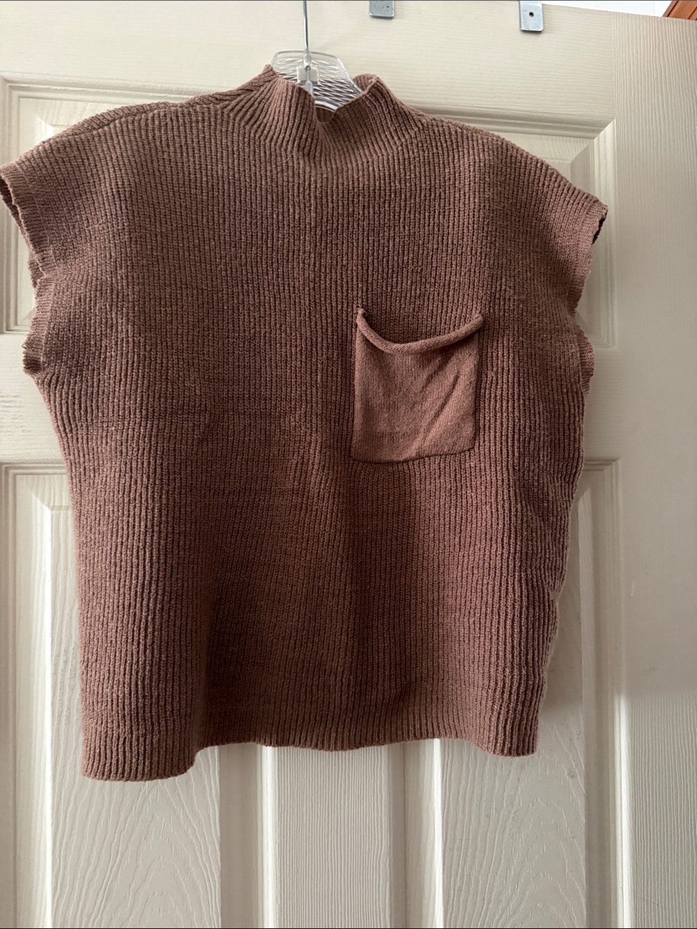 SHEIN XL Ribbed Knit Sweater in Mauve Brown
